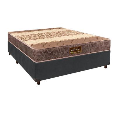 Cama + Box Cinza E Colchão D26 Casal - Ortophedic Sankonfort