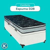 Conjunto Cama Box Bau Blindado Solteiro + Colchão D28 Conforto Paropas