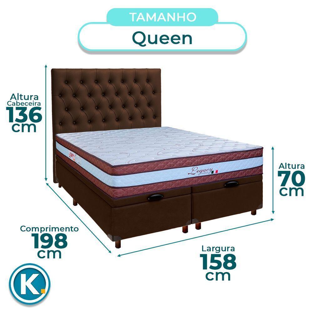 Cama + Bau Blindado E Colchão Molas Ensacadas Queen - Legaccy Paropas + Cabeceira - 3