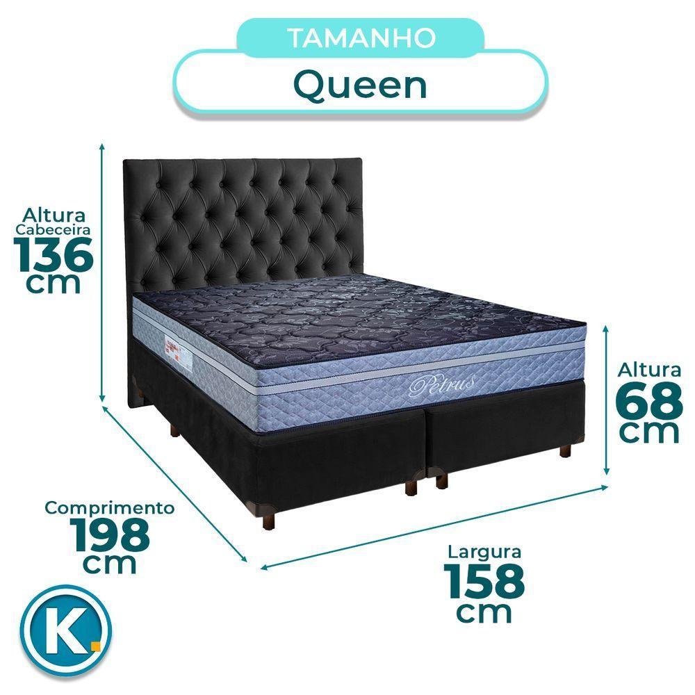 Kit Cama Box + Cabeceira + Colchão Queen Molas Ensacadas - Petrus - Paropas - 3