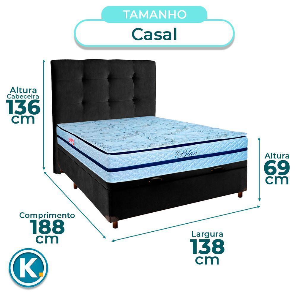 Kit Cama Box Bau + Cabeceira + Colchão Casal Molas Ensacadas - Blue - Paropas - 3