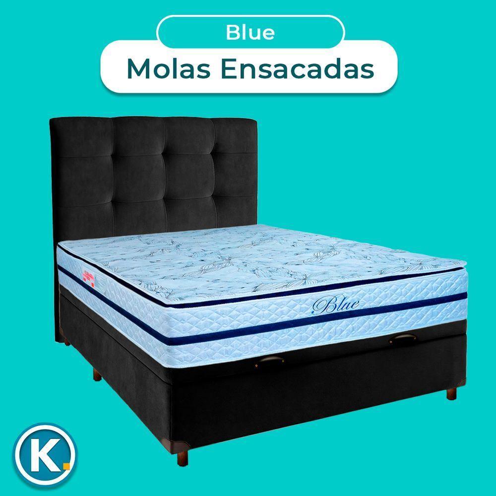 Kit Cama Box Bau + Cabeceira + Colchão Casal Molas Ensacadas - Blue - Paropas - 4