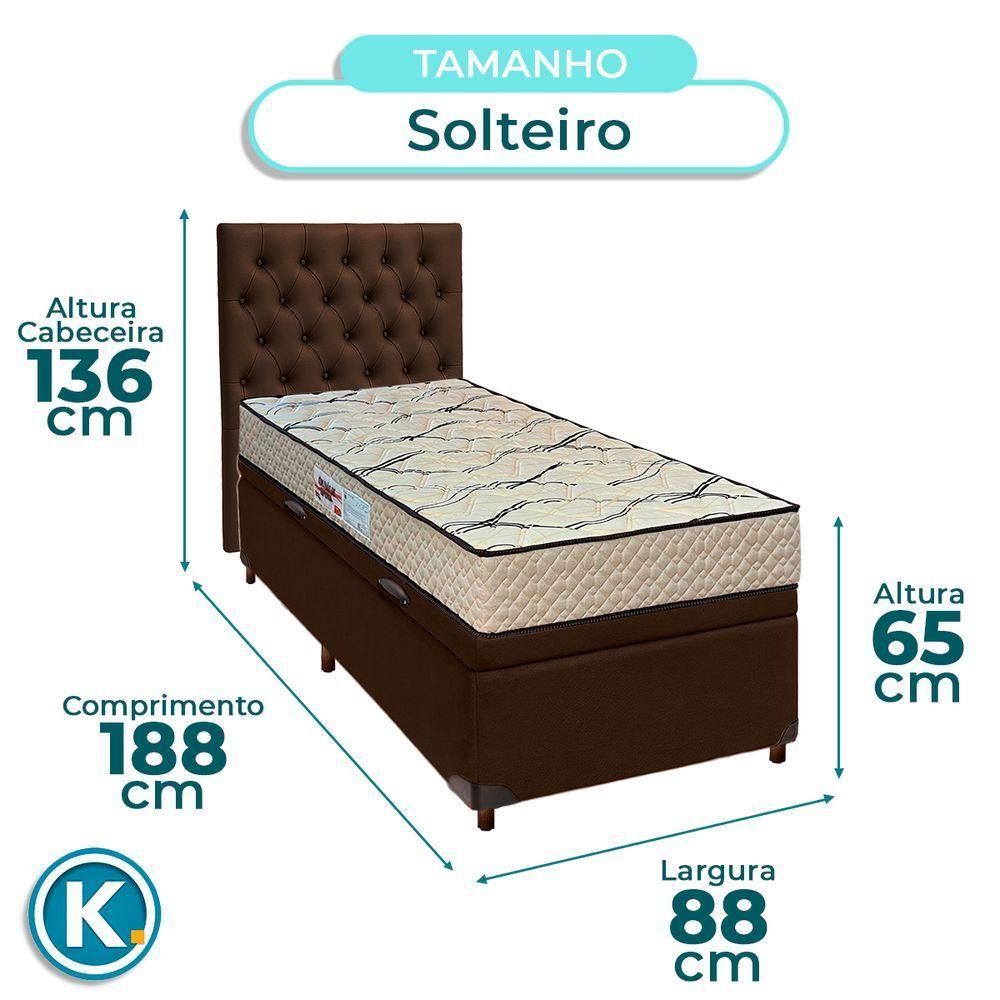 Cama + Bau Marrom E Colchão D33 Solteiro - Maxsono Paropas + Cabeceira - 3