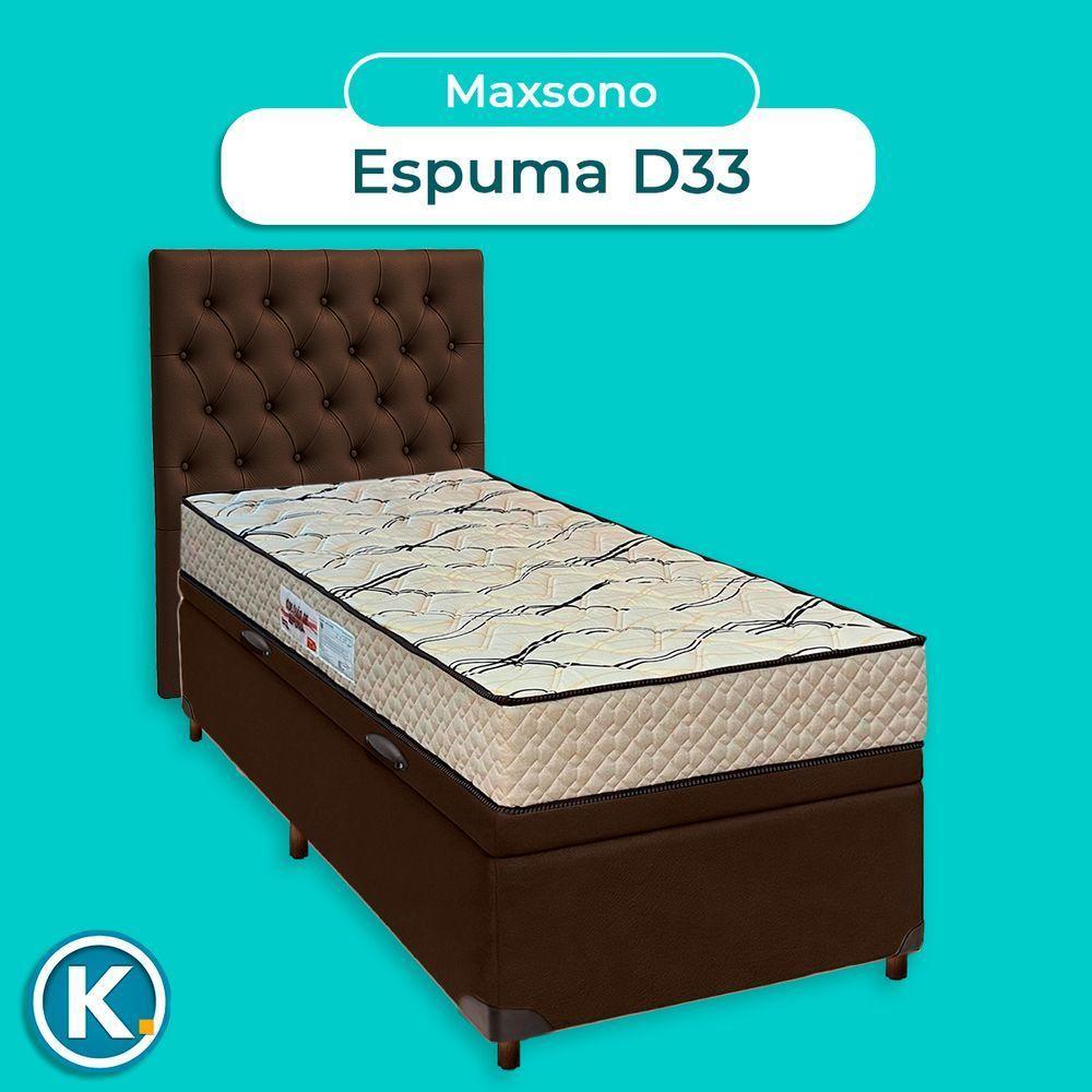 Cama + Bau Marrom E Colchão D33 Solteiro - Maxsono Paropas + Cabeceira - 4