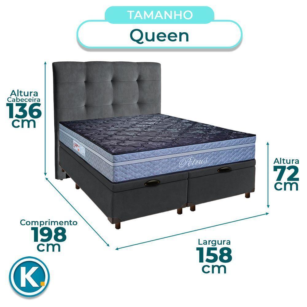Cama + Bau Blindado E Colchão Molas Ensacadas Queen - Petrus Paropas + Cabeceira - 3