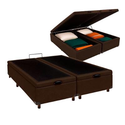 Cama Box Bau Queen Blindado Nature Marrom 158x198
