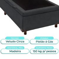Cama Box Bau Solteiro Blindado Nature Cinza 88x188 - 2