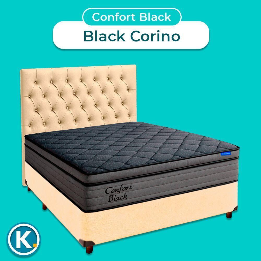 Box Begetiza + Cabeceira+colchão Casal Confort Black Ortobom - 4