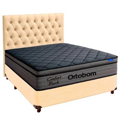 Box Begetiza + Cabeceira+colchão Casal Confort Black Ortobom