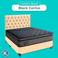 Box Begetiza + Cabeceira+colchão Casal Confort Black Ortobom