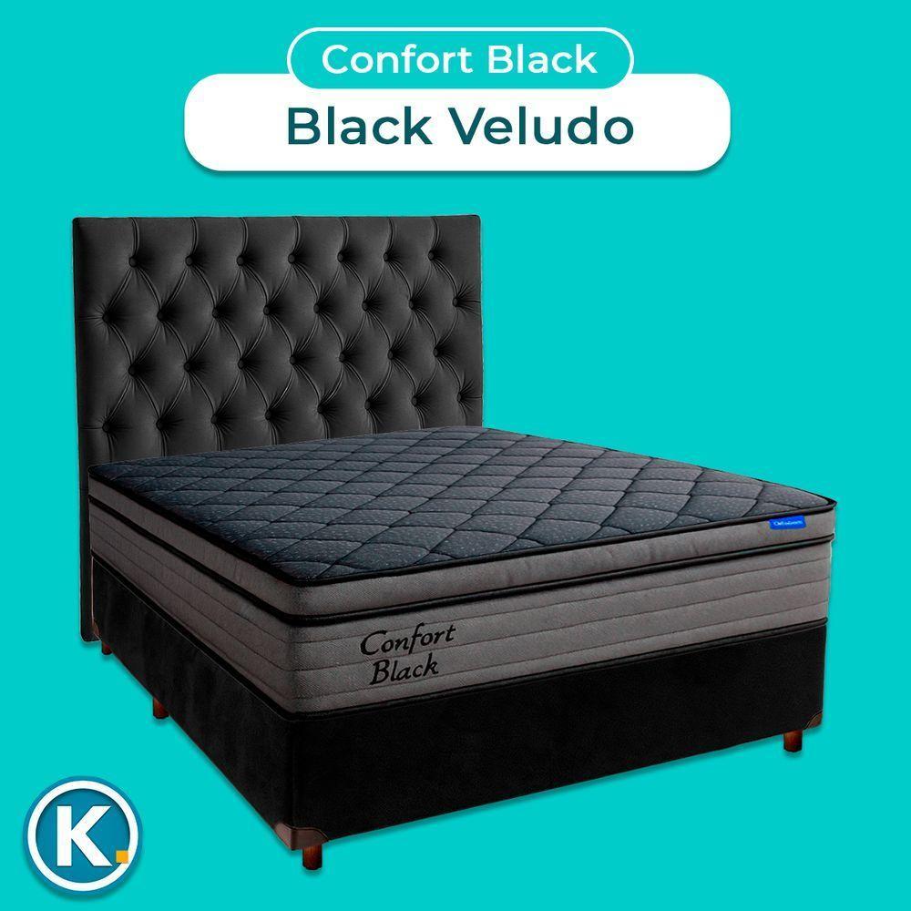 Cama Box Preto+cabeceira+colchão Casal Confort Black Ortobom - 4