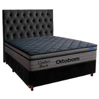 Cama Box Preto+cabeceira+colchão Casal Confort Black Ortobom - 1