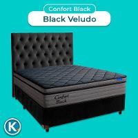 Cama Box Preto+cabeceira+colchão Casal Confort Black Ortobom