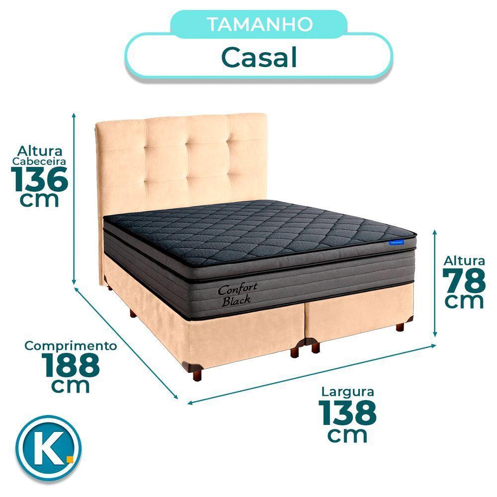 Box Perola + Cabeceira + Colchão Casal Confort Black Ortobom - 3