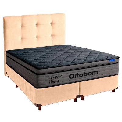 Box Perola + Cabeceira + Colchão Casal Confort Black Ortobom