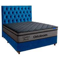 Cama Box Azul+cabeceira+colchão Casal Confort Black Ortobom - 1