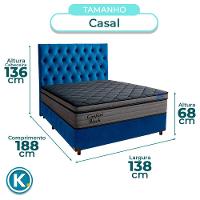 Cama Box Azul+cabeceira+colchão Casal Confort Black Ortobom - 3