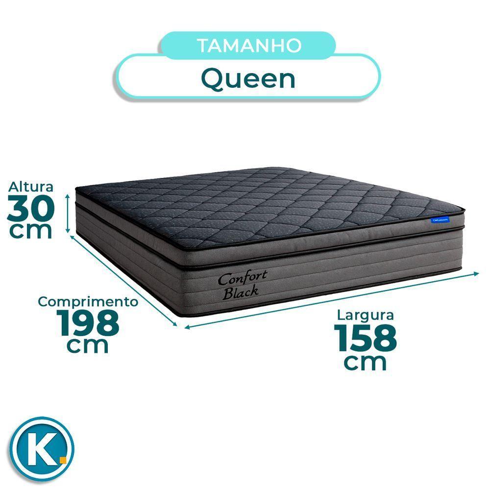 Cama Box Cinza+cabeceira+colchão Queen Confort Black Ortobom - 5