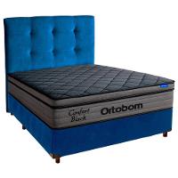 Cama Box Azul+cabeceira+colchão Casal Confort Black Ortobom - 1