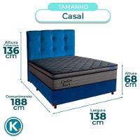 Cama Box Azul+cabeceira+colchão Casal Confort Black Ortobom - 3