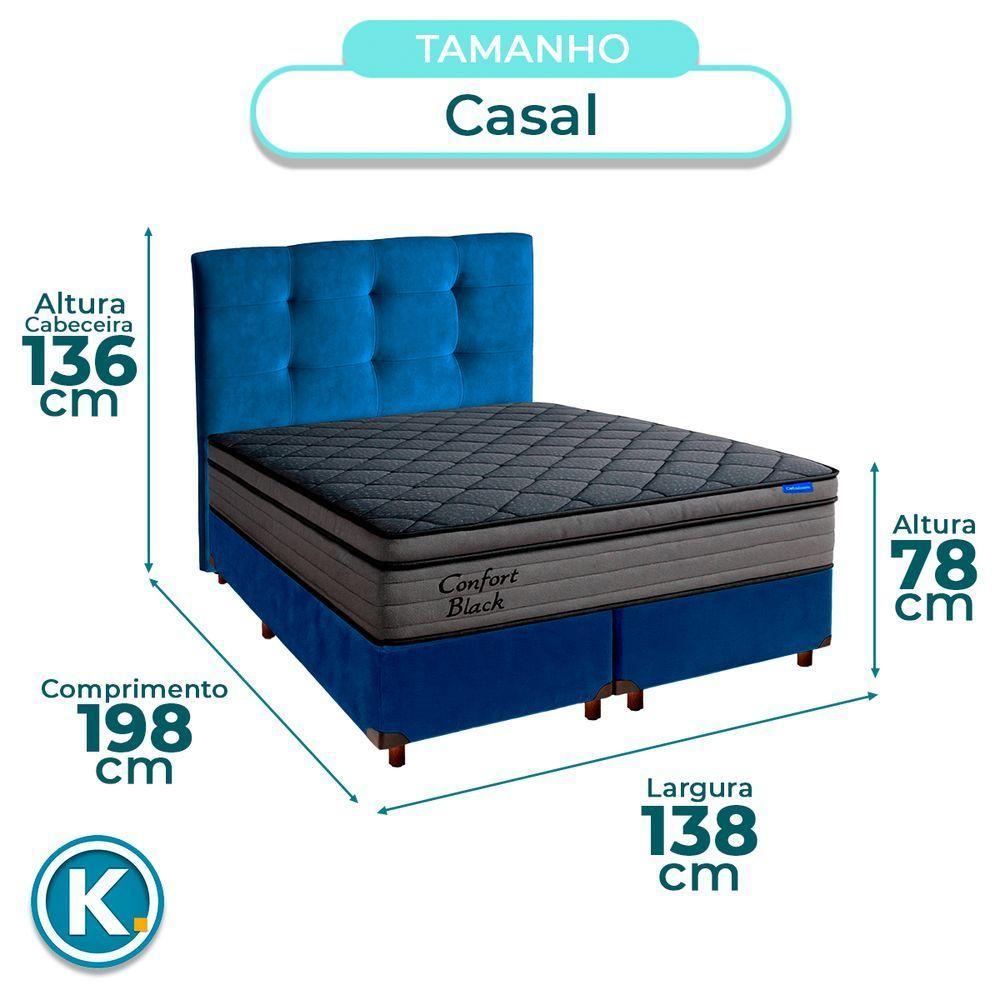Cama Box Azul+cabeceira+colchão Casal Confort Black Ortobom - 2