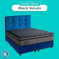 Cama Box Azul+cabeceira+colchão Casal Confort Black Ortobom - 3