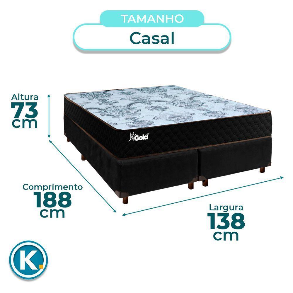Cama Box Blindado Casal + Colchão Molas Ensacadas Life Gold Paropas - 3