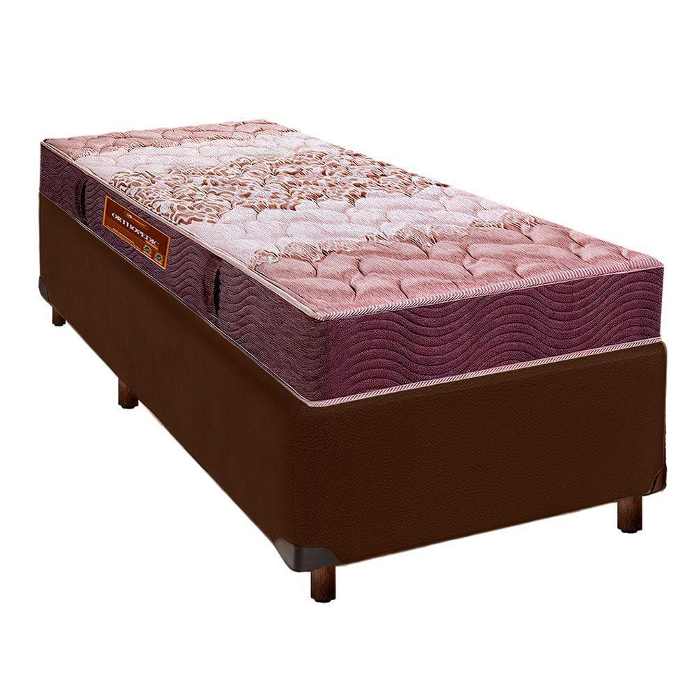 Cama Box Marrom Solteiro + Colchão D26 Ortophedic Sankonfort - 1