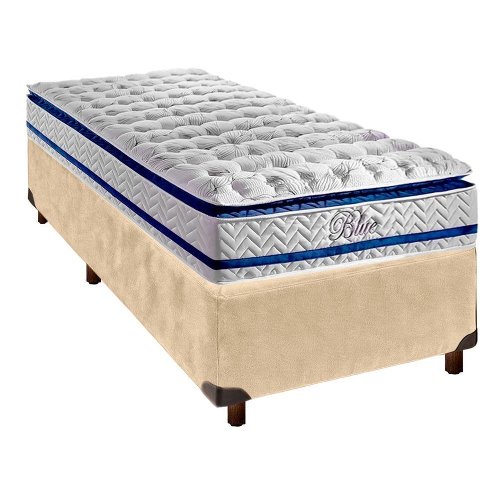 Cama Box Perola Solteiro + Colchão Molas Ensacadas Blue Paropas - 1