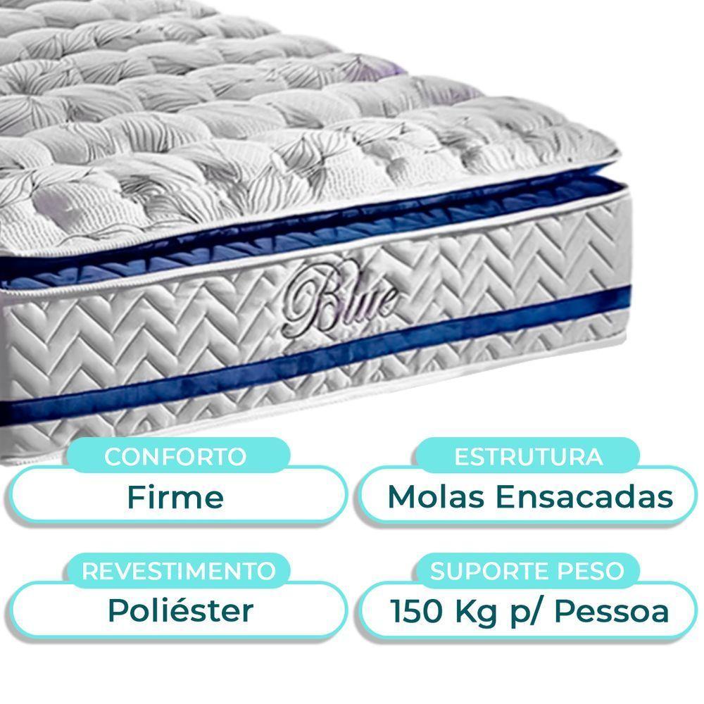Cama Box Perola Solteiro + Colchão Molas Ensacadas Blue Paropas - 2