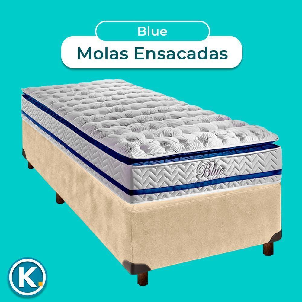 Cama Box Perola Solteiro + Colchão Molas Ensacadas Blue Paropas - 4