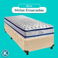 Cama Box Perola Solteiro + Colchão Molas Ensacadas Blue Paropas