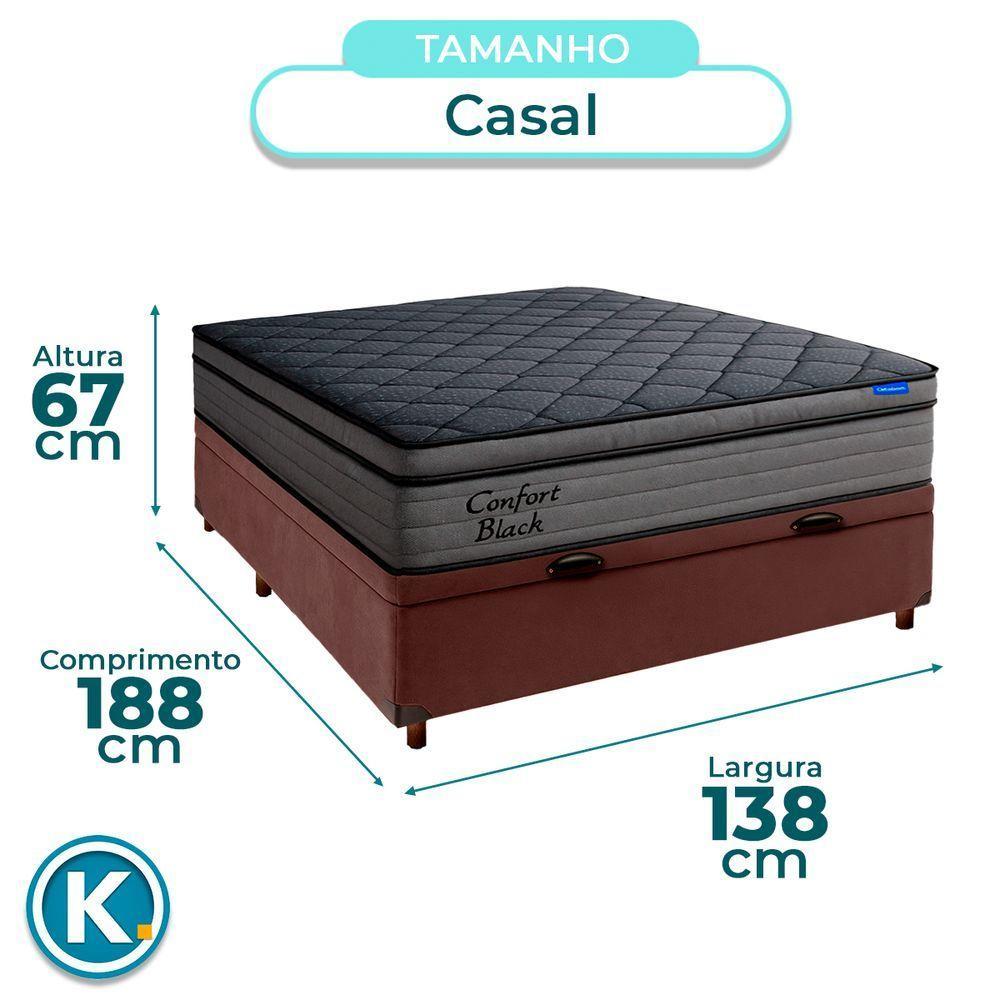 Cama Box Bau Marrom+colchão Casal Confort Black Ortobom - 3