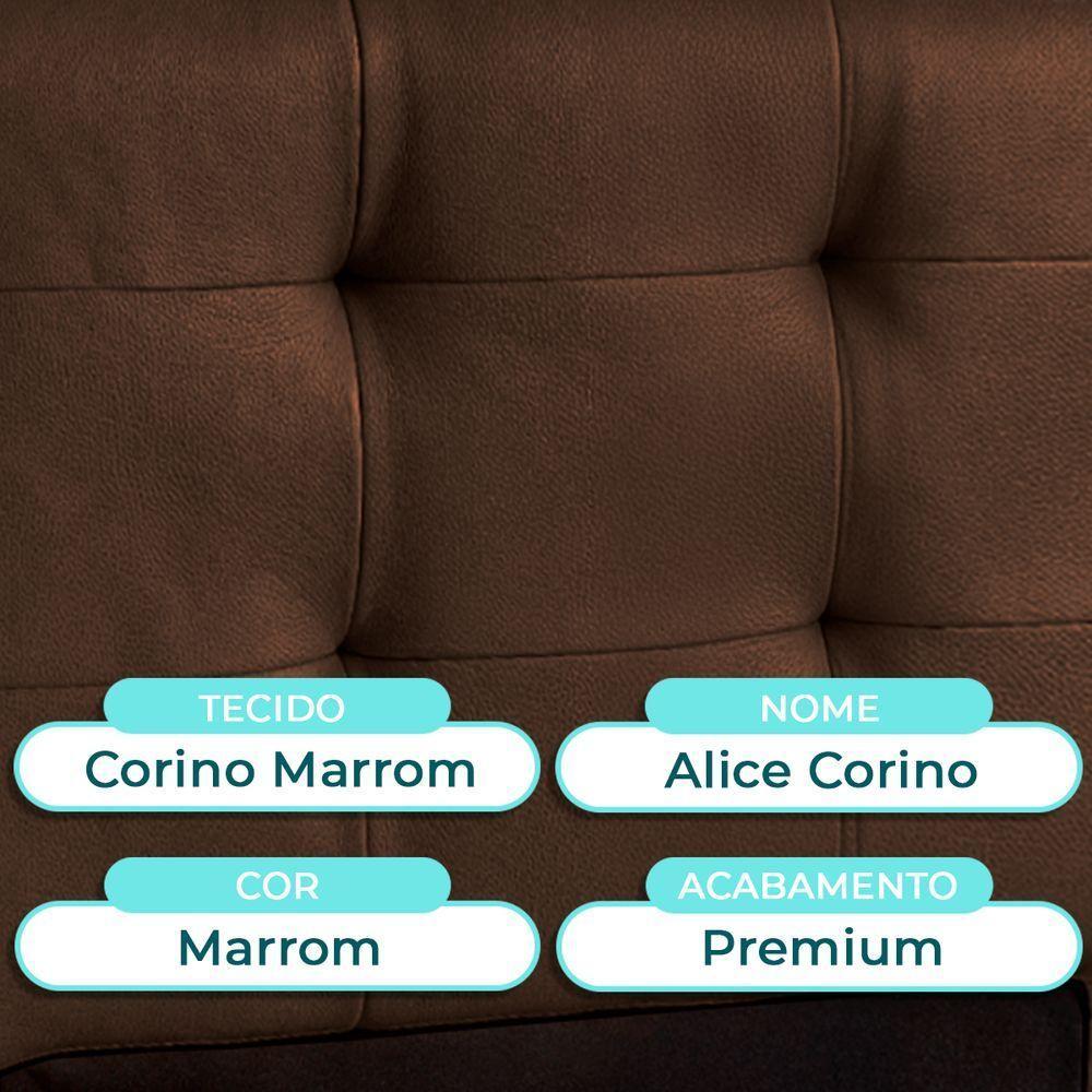 Cabeceira Estofada Solteiro Alice Nature Material Sintético Marrom 88x136 - 5