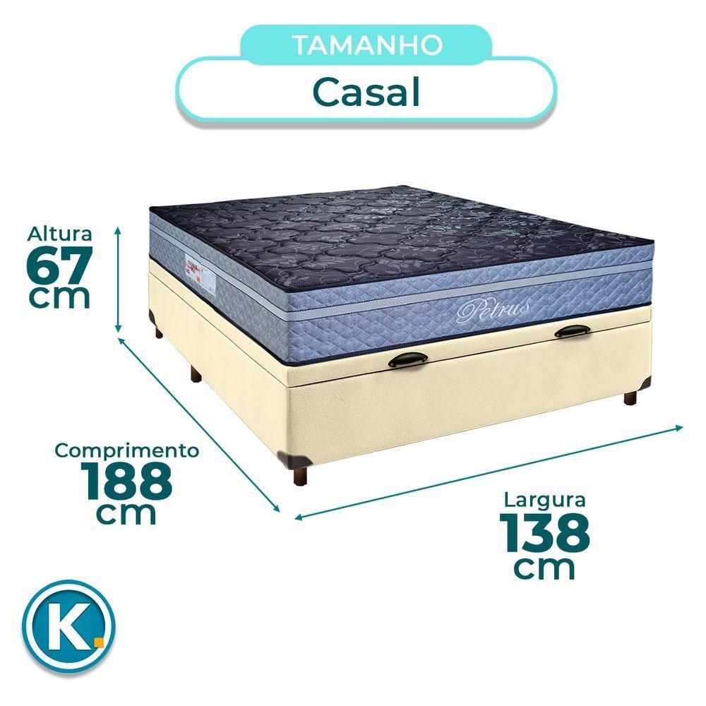 Conjunto Cama Box Bau Bege Casal + Colchão Molas Ensacadas Petrus Paropas - 4