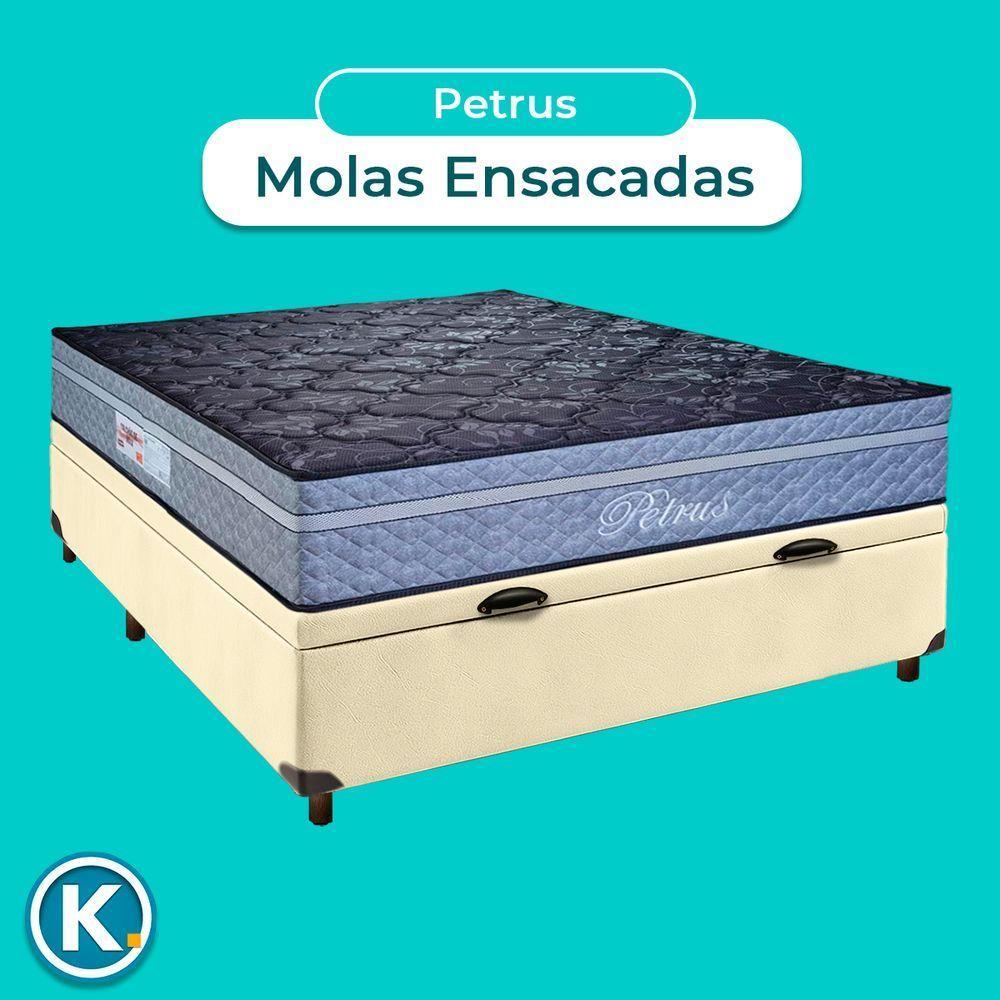 Conjunto Cama Box Bau Bege Casal + Colchão Molas Ensacadas Petrus Paropas - 5
