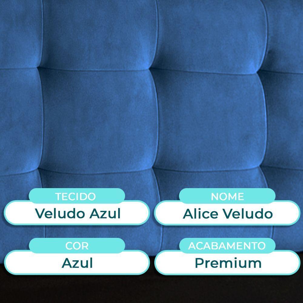 Cabeceira Estofada King Alice Nature Veludo Azul 193x136 - 2