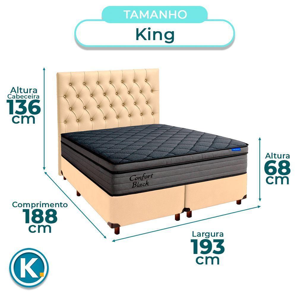 Box Begetiza + Cabeceira +colchão King Confort Black Ortobom - 3