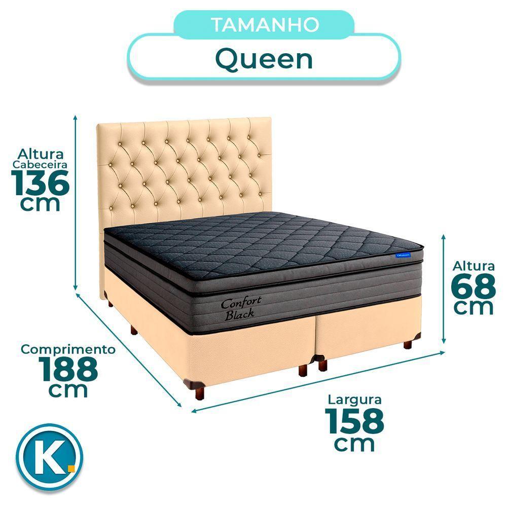 Box Begetiza + Cabeceira+colchão Queen Confort Black Ortobom - 3