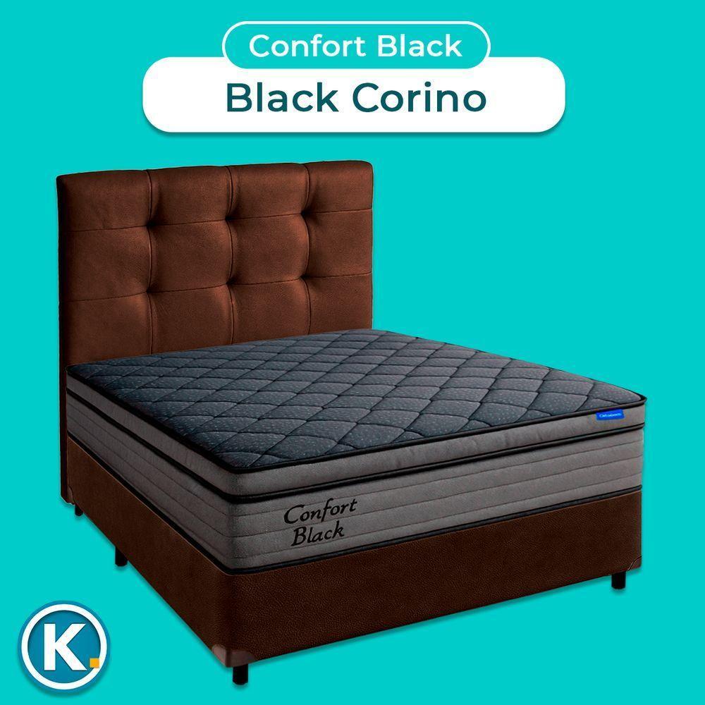 Box Marrom + Cabeceira + Colchão Casal Confort Black Ortobom - 4
