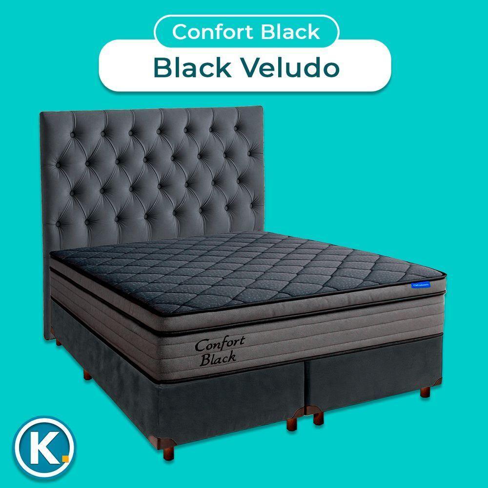Cama Box Cinza+cabeceira+colchão King Confort Black Ortobom - 4
