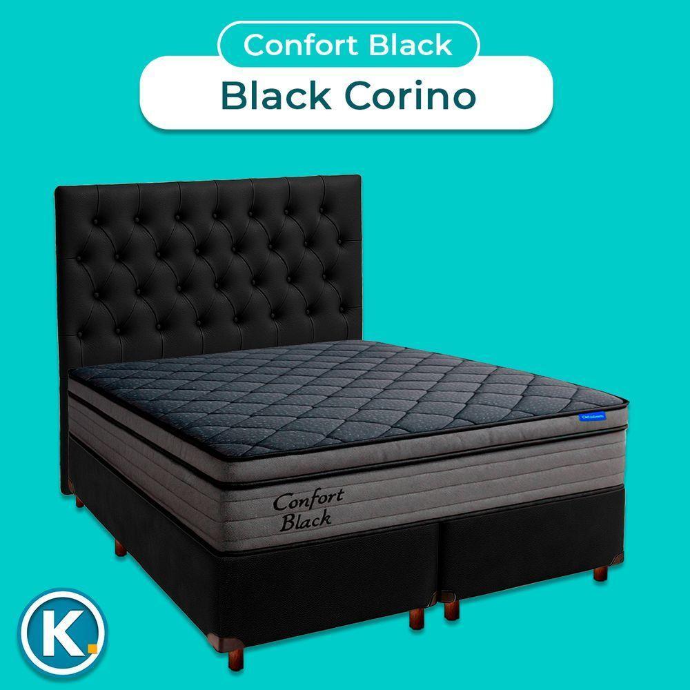 Cama Box Preto+cabeceira+colchão Queen Confort Black Ortobom - 4