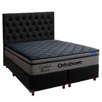 Cama Box Preto+cabeceira+colchão Queen Confort Black Ortobom - 1