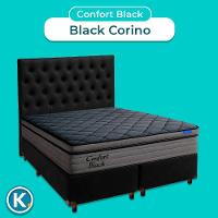 Cama Box Preto+cabeceira+colchão Queen Confort Black Ortobom