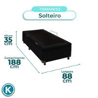 Cama Box Bau Solteiro Blindado Nature Preto 88x188