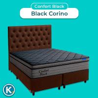 Box Marrom + Cabeceira + Colchão Queen Confort Black Ortobom