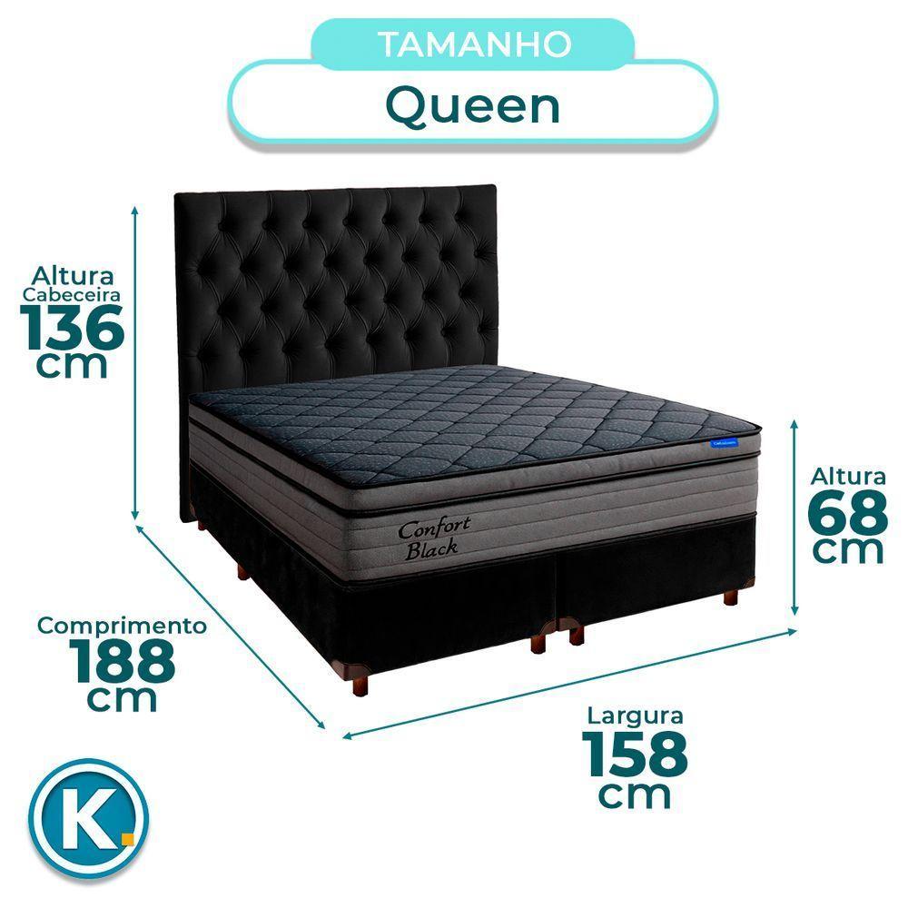 Cama Box Preto+cabeceira+colchão Queen Confort Black Ortobom - 3