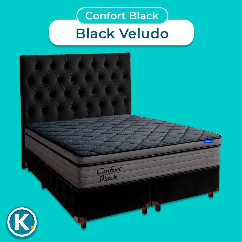 Cama Box Preto+cabeceira+colchão Queen Confort Black Ortobom - 4