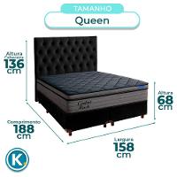 Cama Box Preto+cabeceira+colchão Queen Confort Black Ortobom - 3
