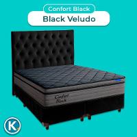 Cama Box Preto+cabeceira+colchão Queen Confort Black Ortobom